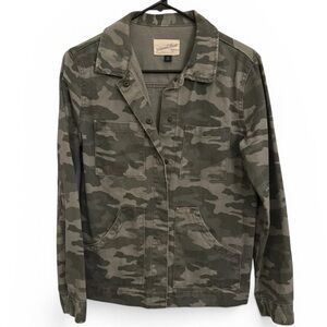 Oversized Camo Utility Jacket Military Cargo Lightweight Button Front Women S